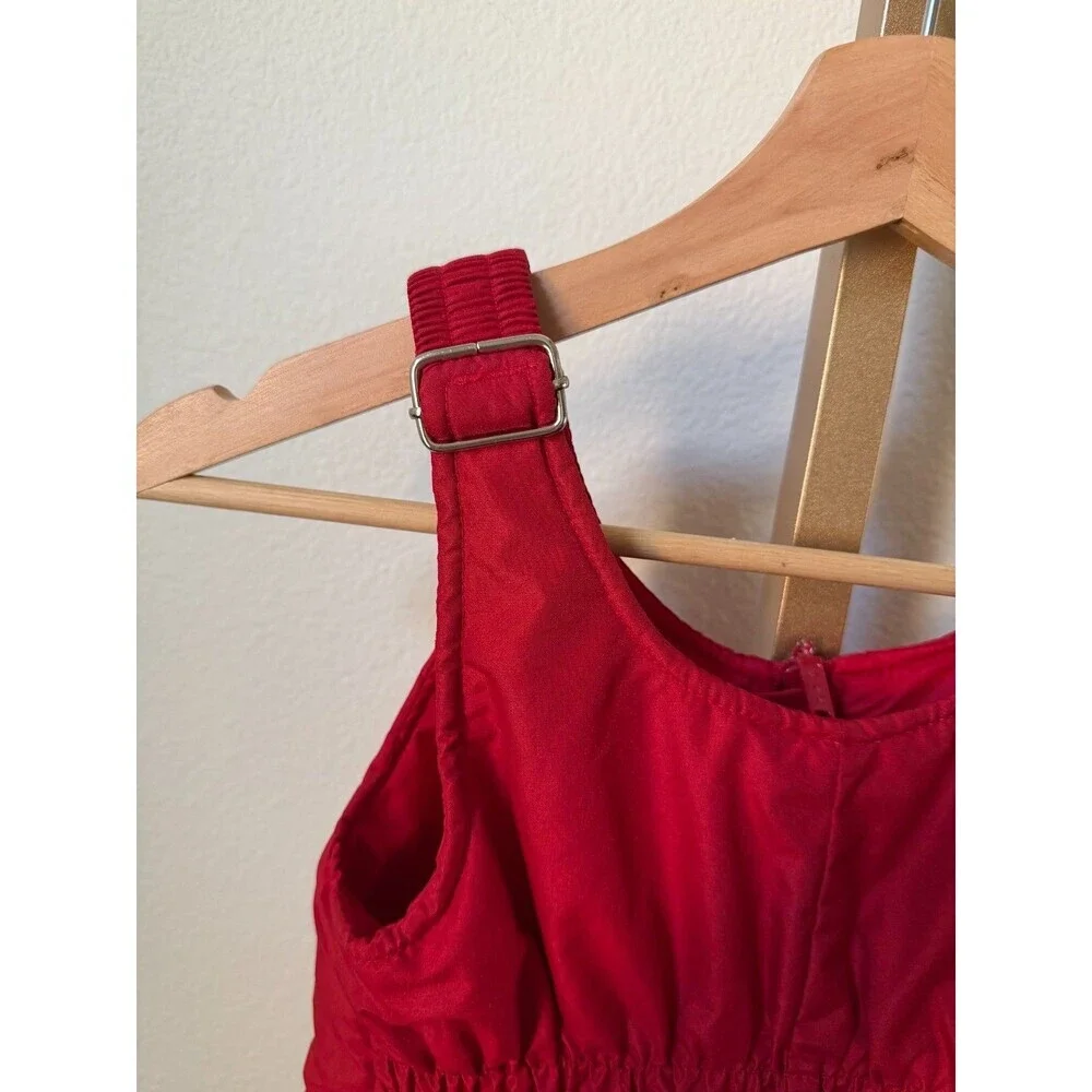 Vintage Lands End Red Snow Pants Bib Overalls Unisex Size 5/6 Adjustable Winter